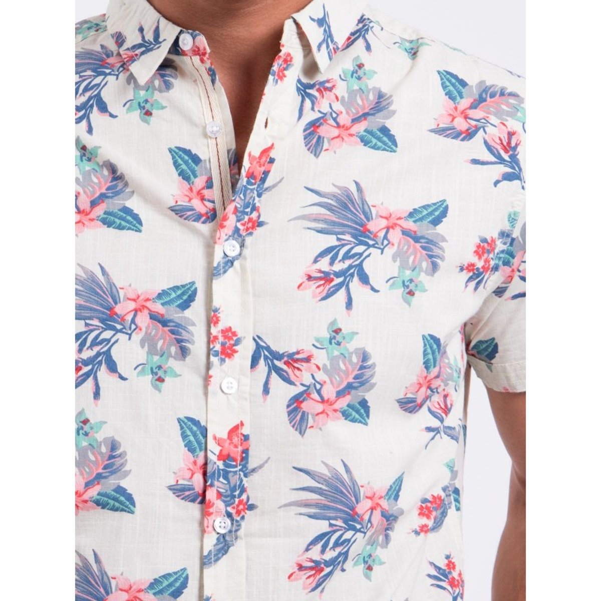 Chemise Manches Courtes Pur Coton Motifs Dorida blanc, RITCHIE