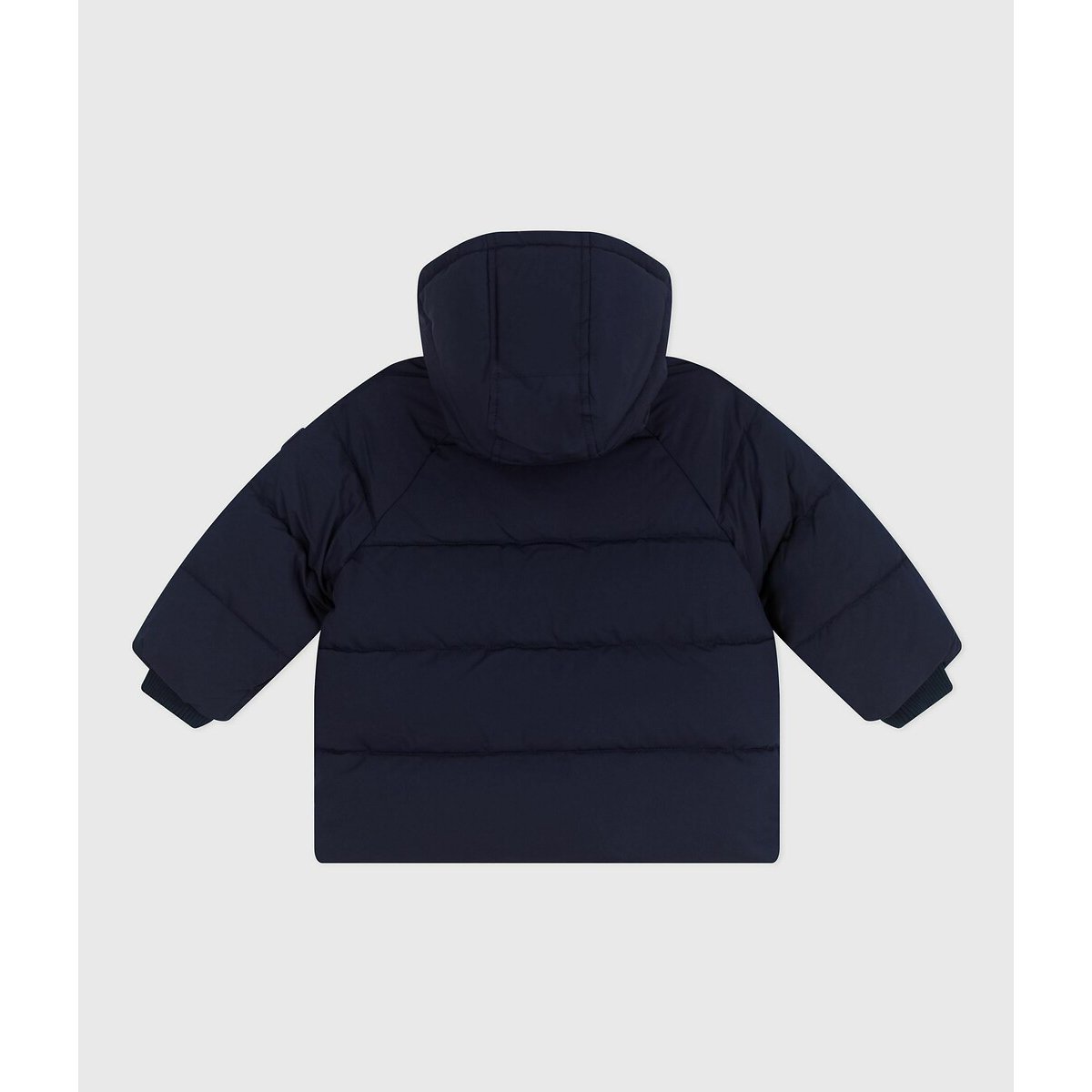 Padded winter jacket with fixed hood navy blue, PETIT BATEAU