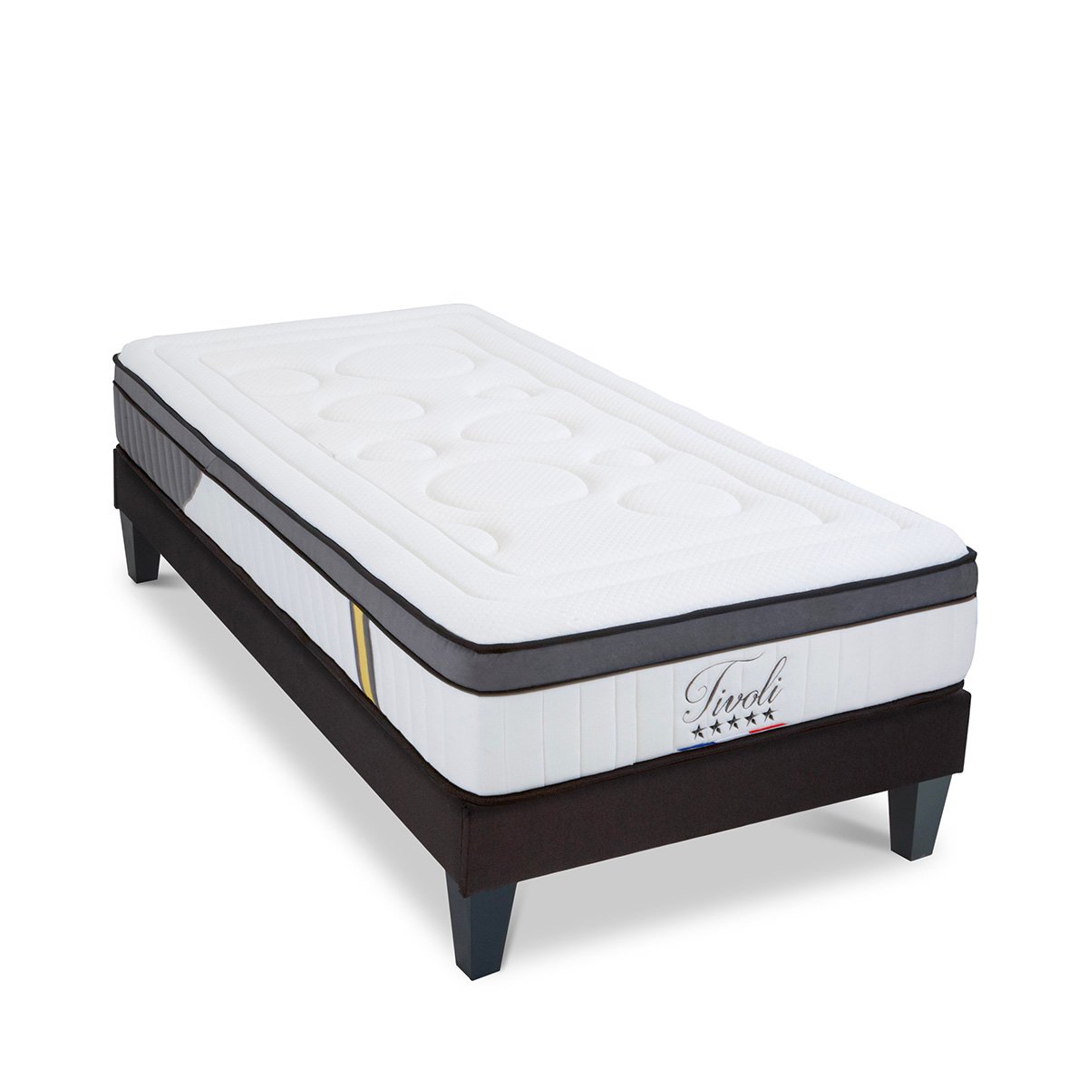Ensemble Tivoli 180x200 cm Matelas Mousse + Sommier Bois blanc, BELLECOUR