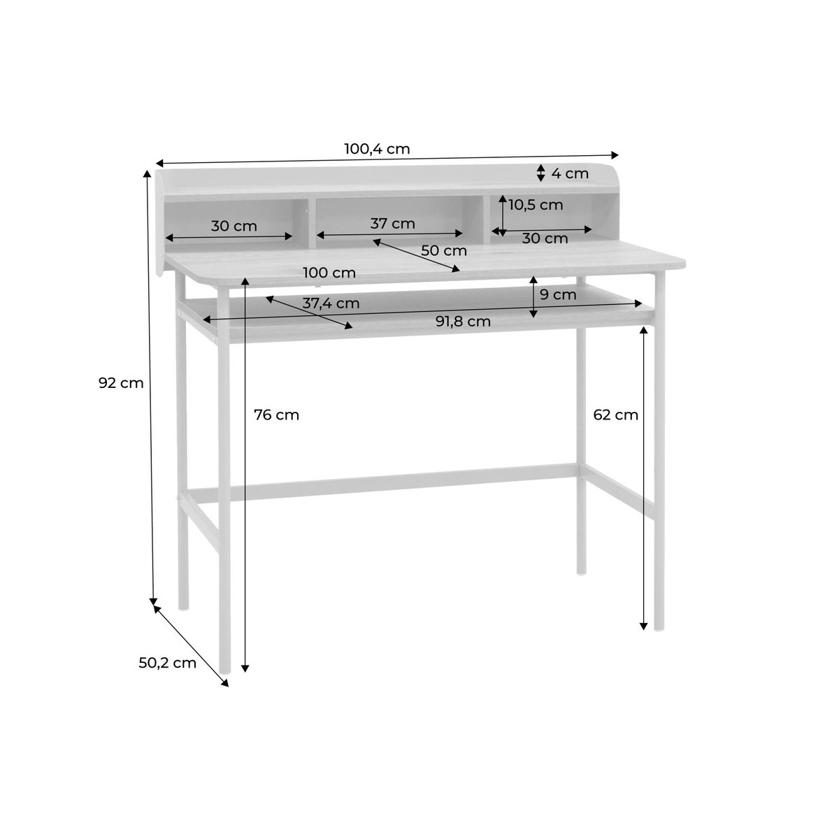Bureau métal et décor bois 3 niches MOLTO beige, SWEEEK
