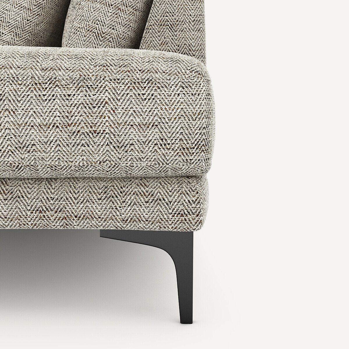 Geschlossenes Ecksofa Marsile mit Ecke rechts, Chevron meliert leinen, AM.PM