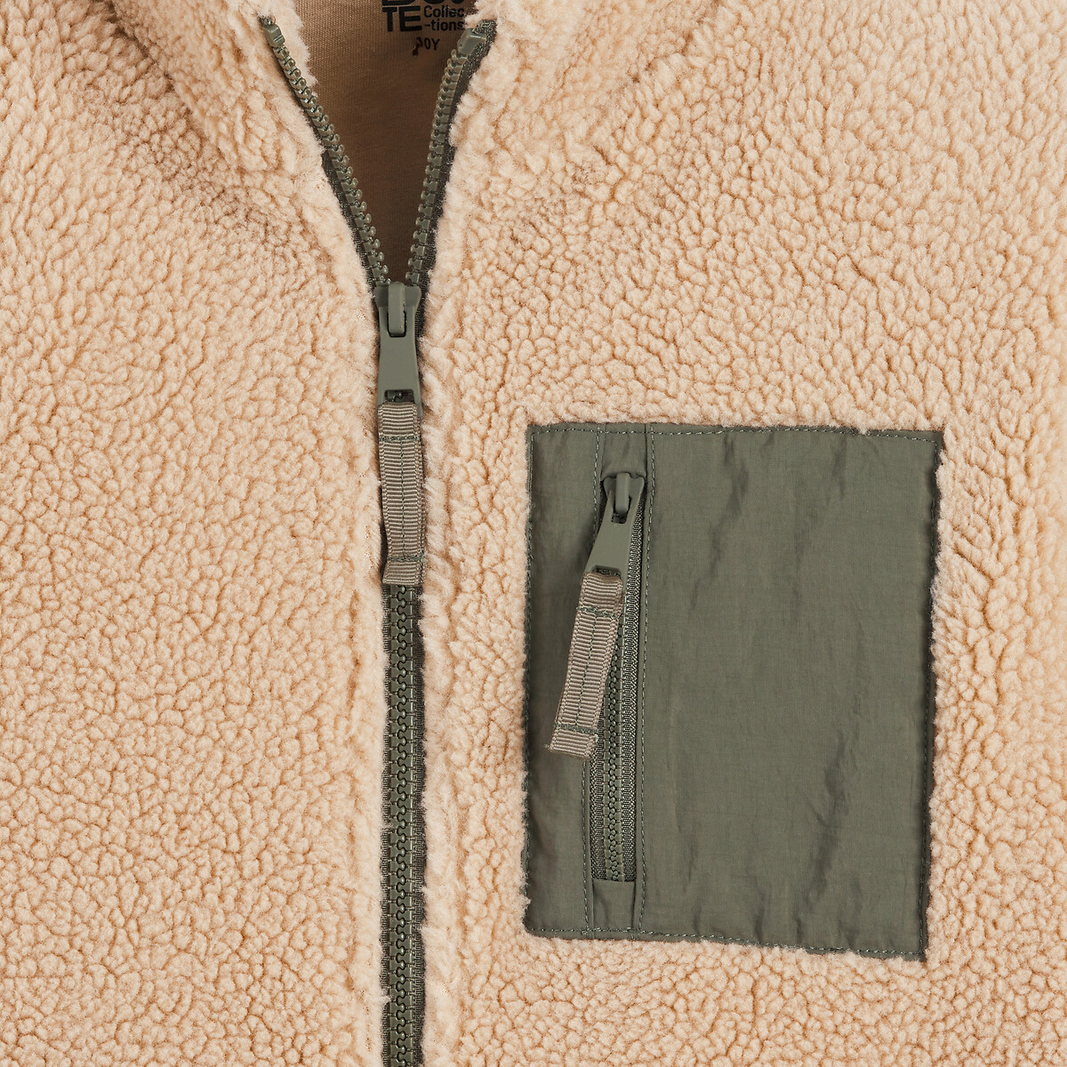 Sherpa Zip-Up Jacket with High Neck dark beige, LA REDOUTE COLLECTIONS