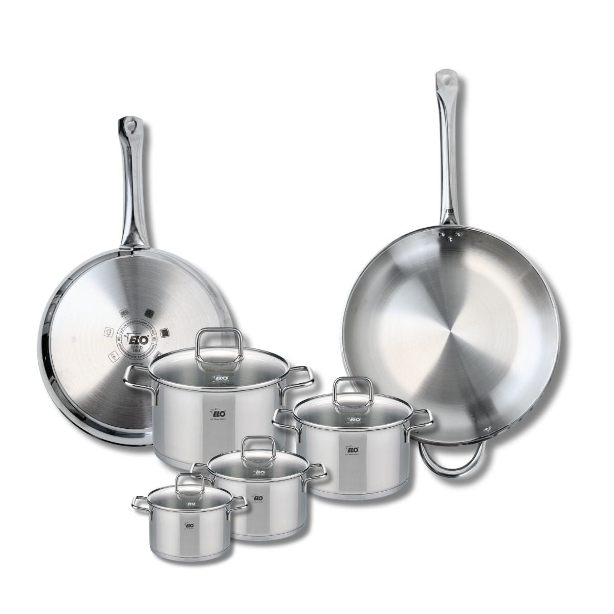 2 poêles 28/32cm + 4 faitouts 12/14/16/20cm PROFI CITRIN inox, ELO