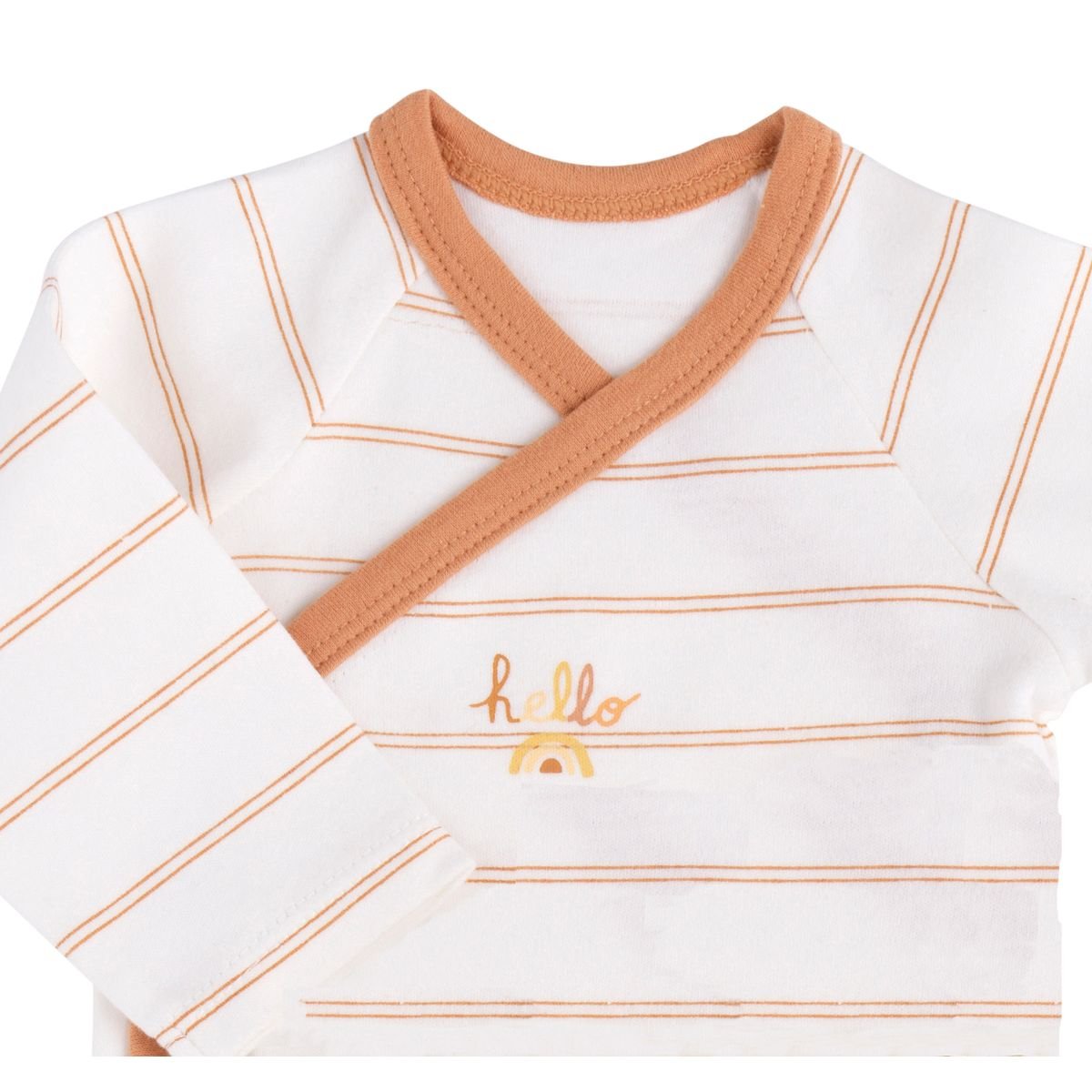 Bodies bébé en coton à manches longues lot de 3 jaune/blanc, SAUTHON