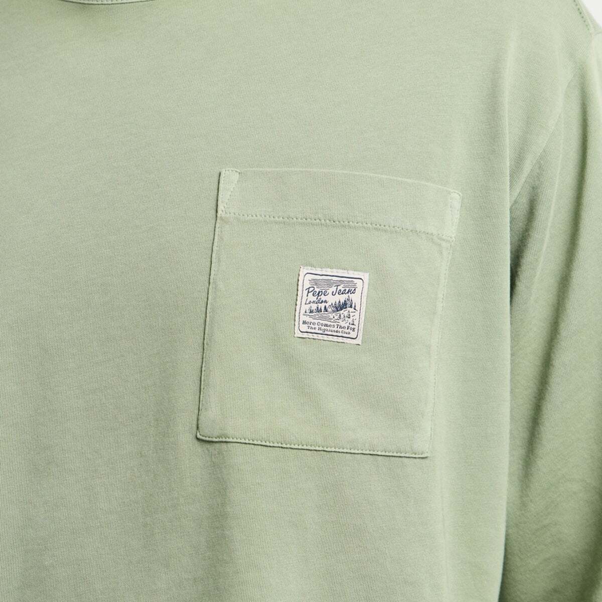 T-Shirt Manches Longues Coupe Regular vert armée lavé, PEPE JEANS