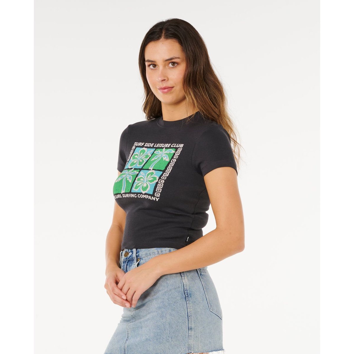 T-shirt SURF Side Fitted noir délavé, RIP CURL