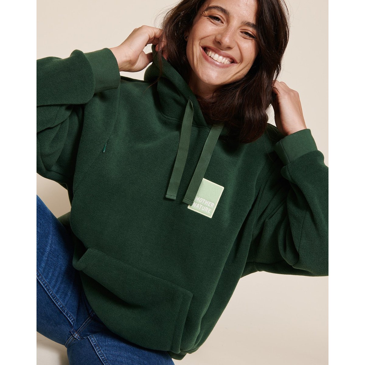 Sweat d'allaitement en polaire recyclée, MOTHER NATURE vert - vert nuit, EMOI EMOI