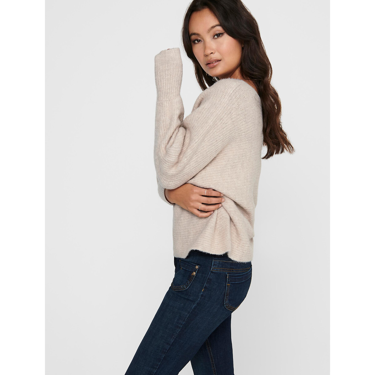 Pull manches chauve-souris ecru, ONLY
