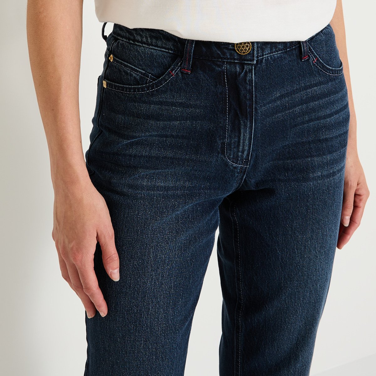 Jean mom ANKARA M02 bleu, GRAIN DE MALICE