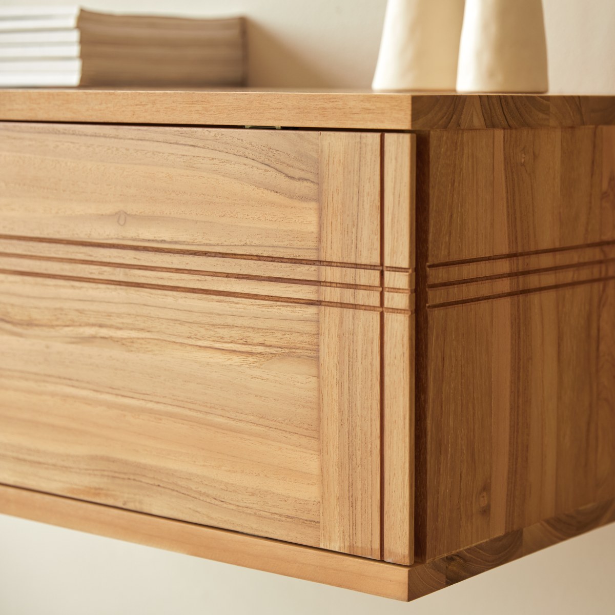 Meuble Hi-FI, TV en Teck massif, BASIC naturel, TIKAMOON