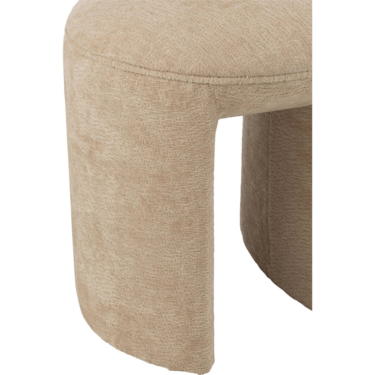 Tabouret rond en tissu assise confortable beige naturel textile doux, RECOLLECTION