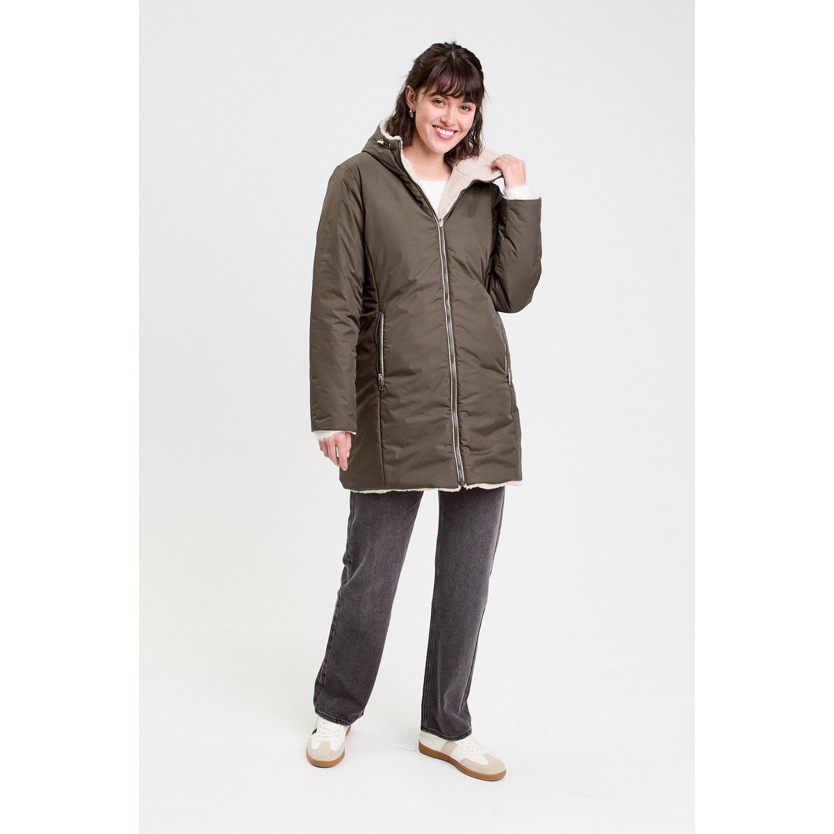 Parka réversible à capuche vert kaki, CACHE CACHE