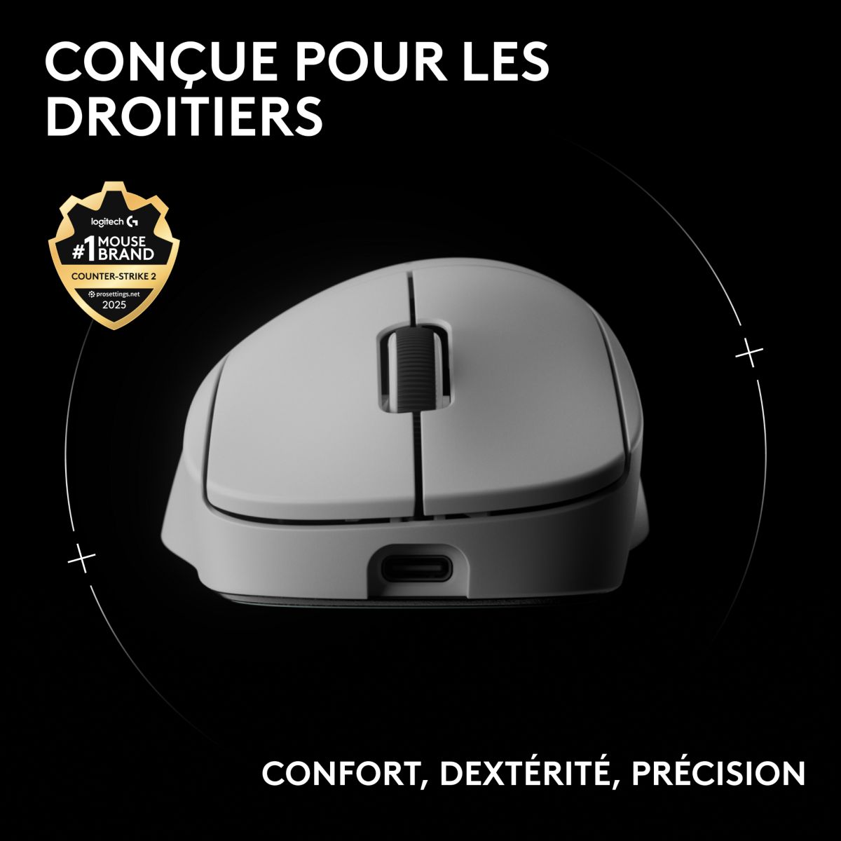 Souris Gamer Sans Fil PRO X SUPERLIGHT2 DEX LIGHTSPEED Blan couleur unique, LOGITECH