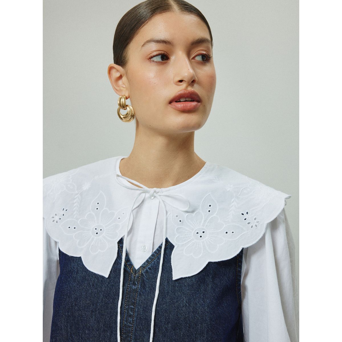 Robe chasuble courte en jean bleu foncé, NEXT
