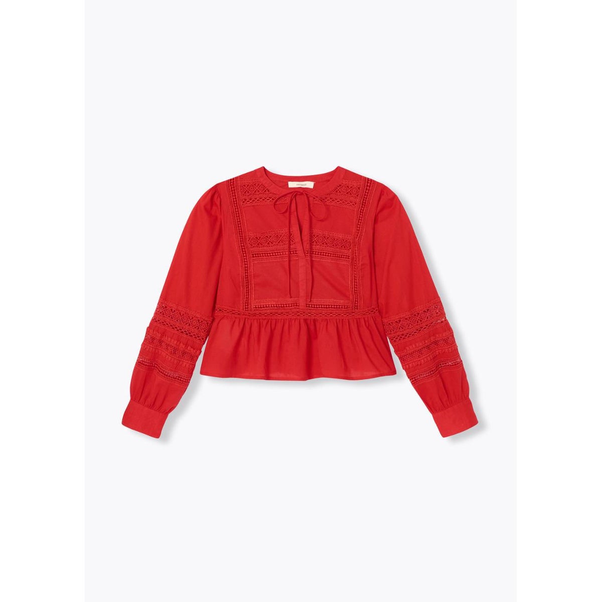 Blouse détail dentelle rouge, PROMOD