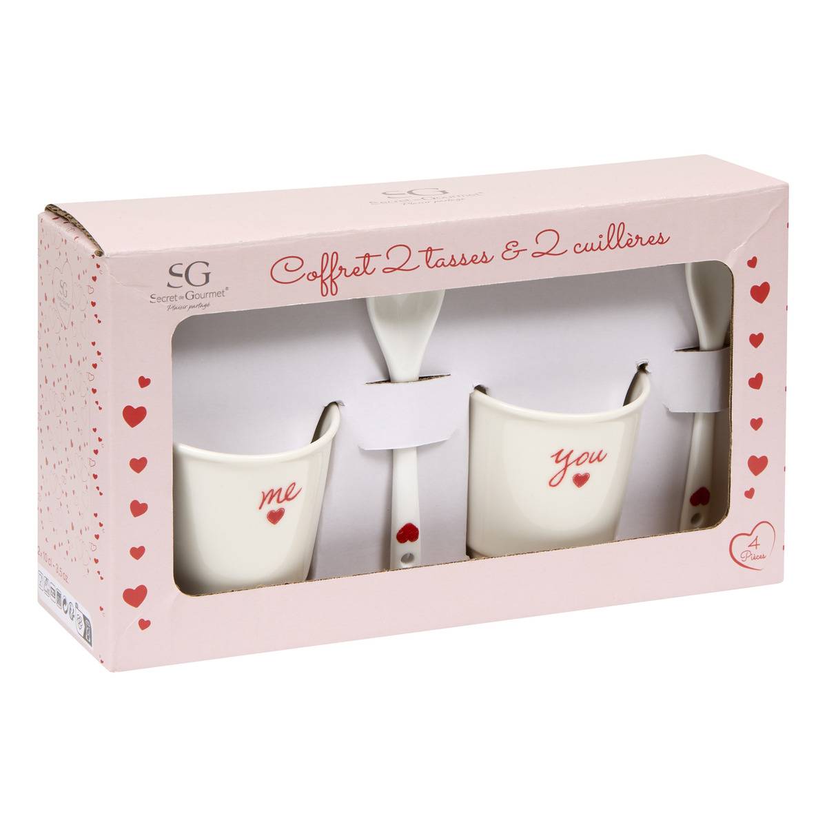 Coffret de 2 tasses VALENTINE blanc, ATMOSPHERA