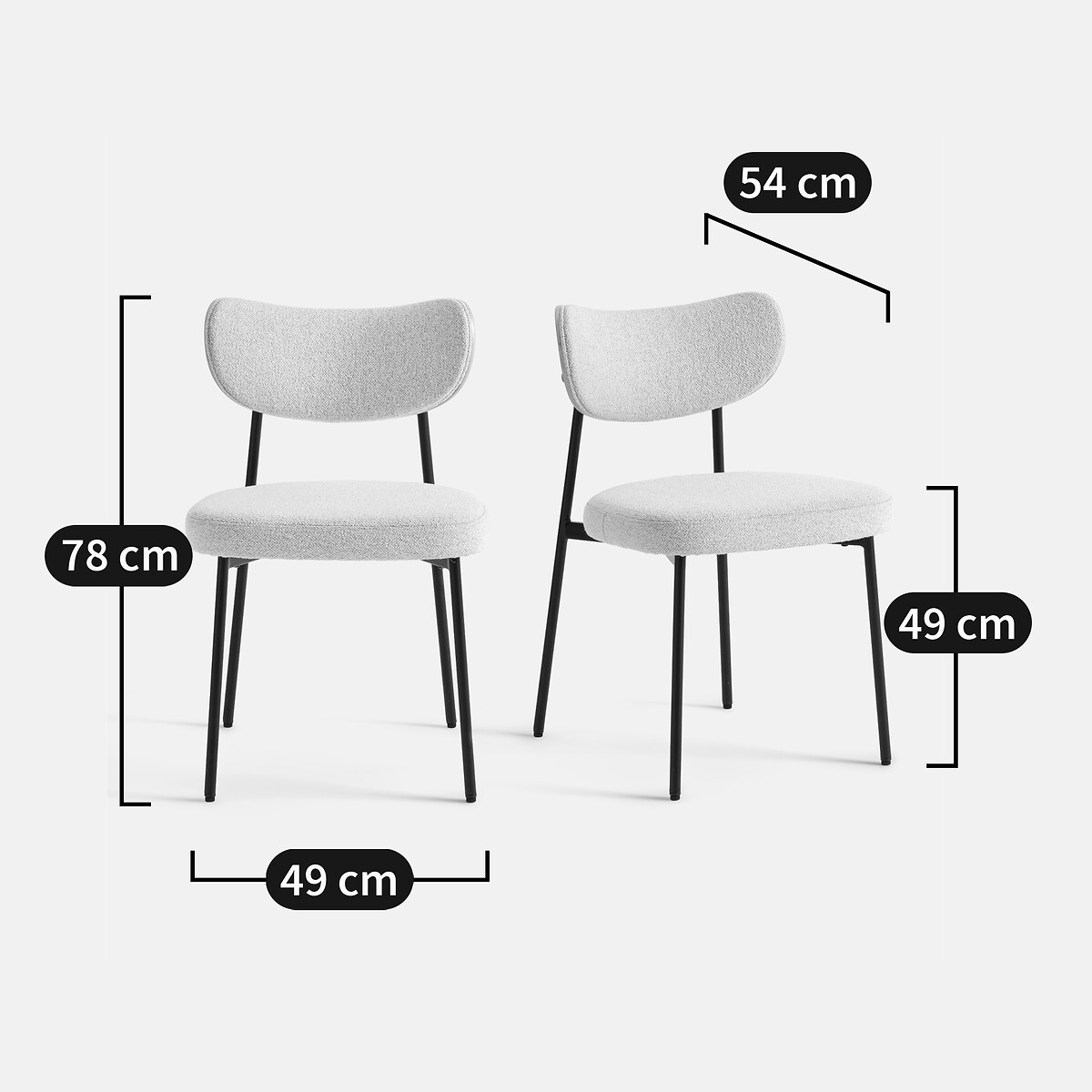 Lot de 2 chaises tissu texturé, Albane ecru, LA REDOUTE INTERIEURS