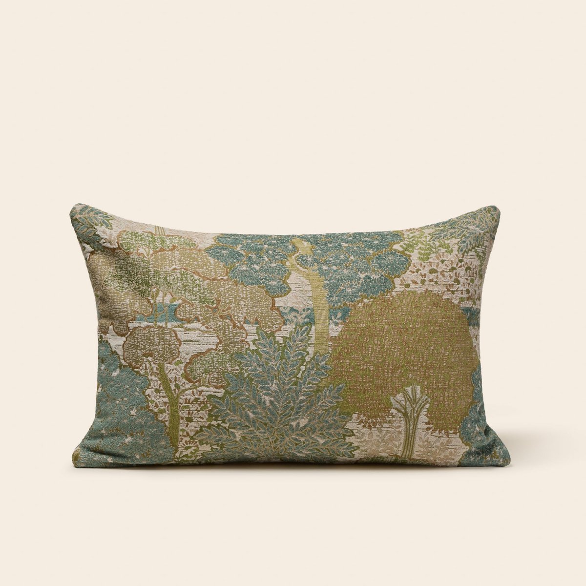 Housse De Coussin en Jacquard motif forêt ALISIA naturel et vert, MADURA