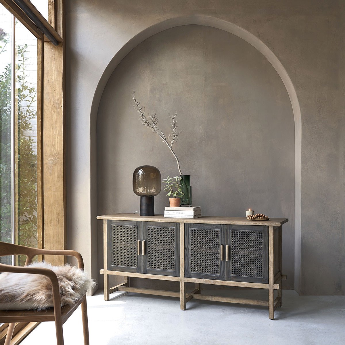 Buffet en bois recyclé massif 173 cm JUNKO gris, BERAH GETAH
