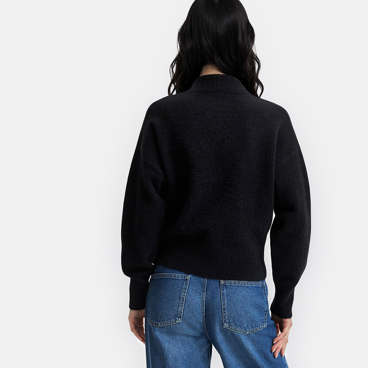 Pull à col écharpe à nouer  noir, LA REDOUTE COLLECTIONS