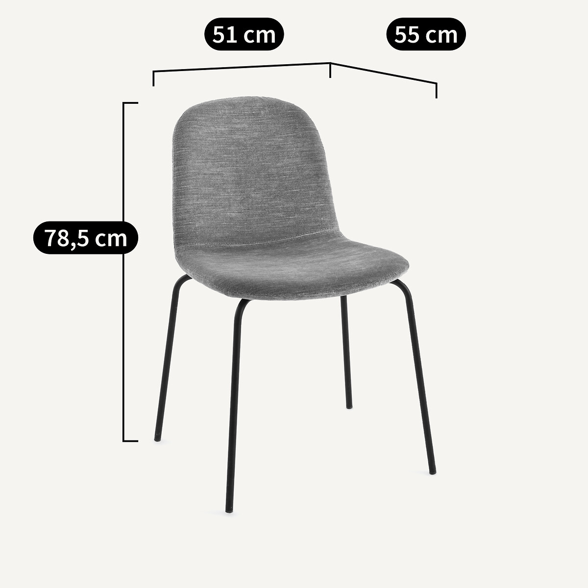 Tibby flamed velvet chair moon gray, AM.PM