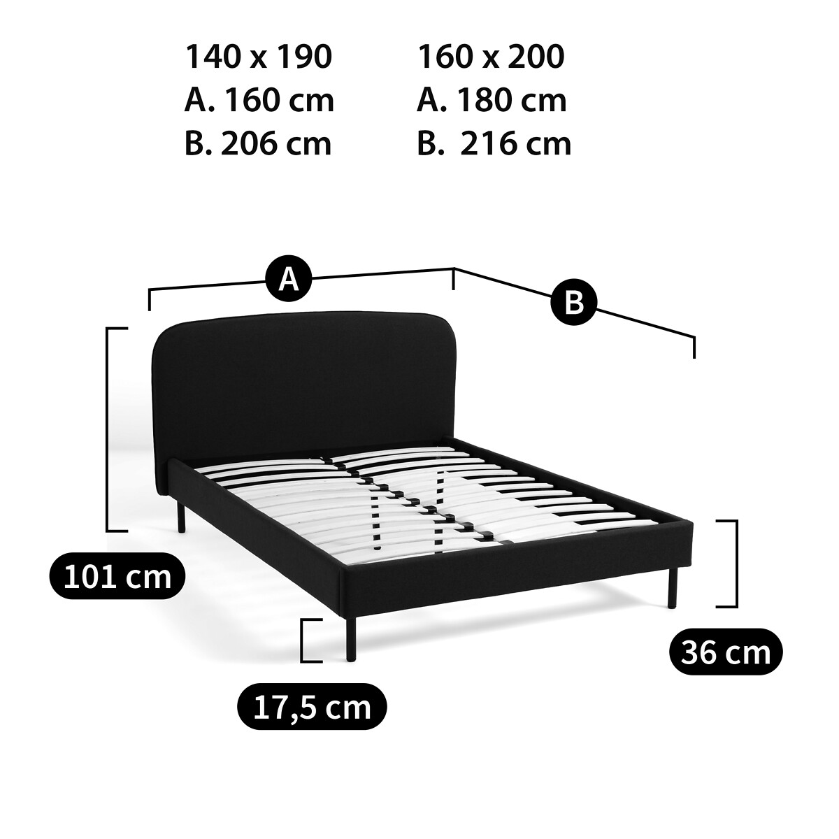 Lit rembourré avec sommier, Conto beige, LA REDOUTE INTERIEURS