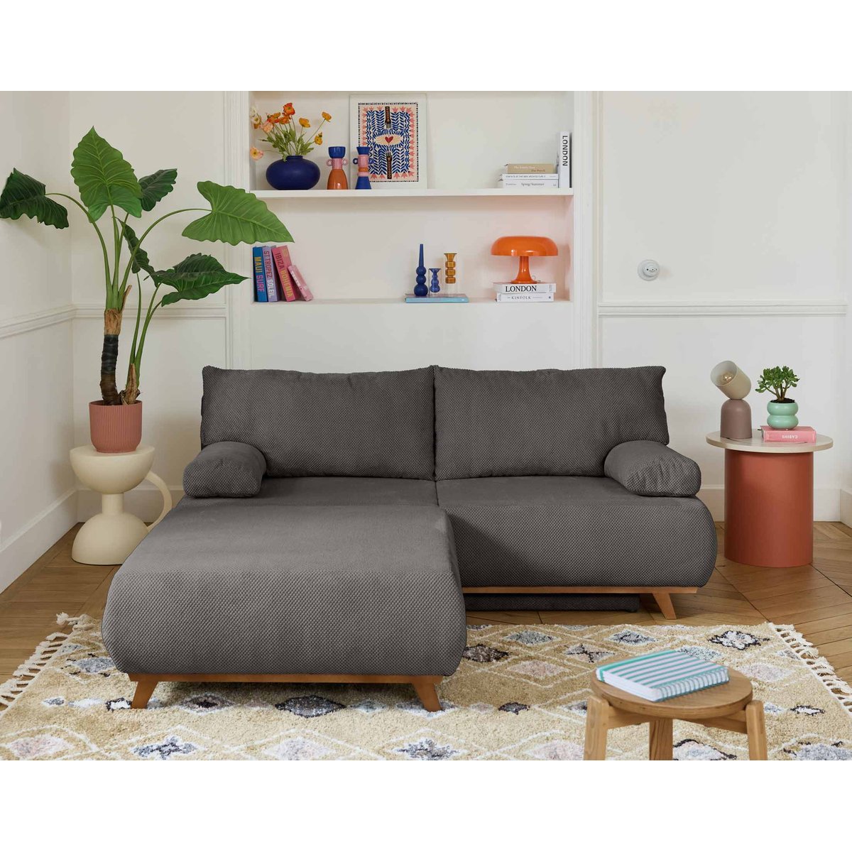 Canapé Convertible 4 places - CRISTAL gris foncé, BEST MOBILIER