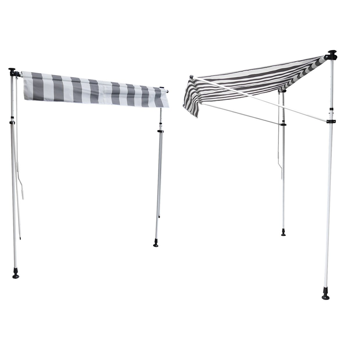 Store banne pour balcon, 2x1,2m, CHENE blanc, gris, blanc, HAPPY GARDEN