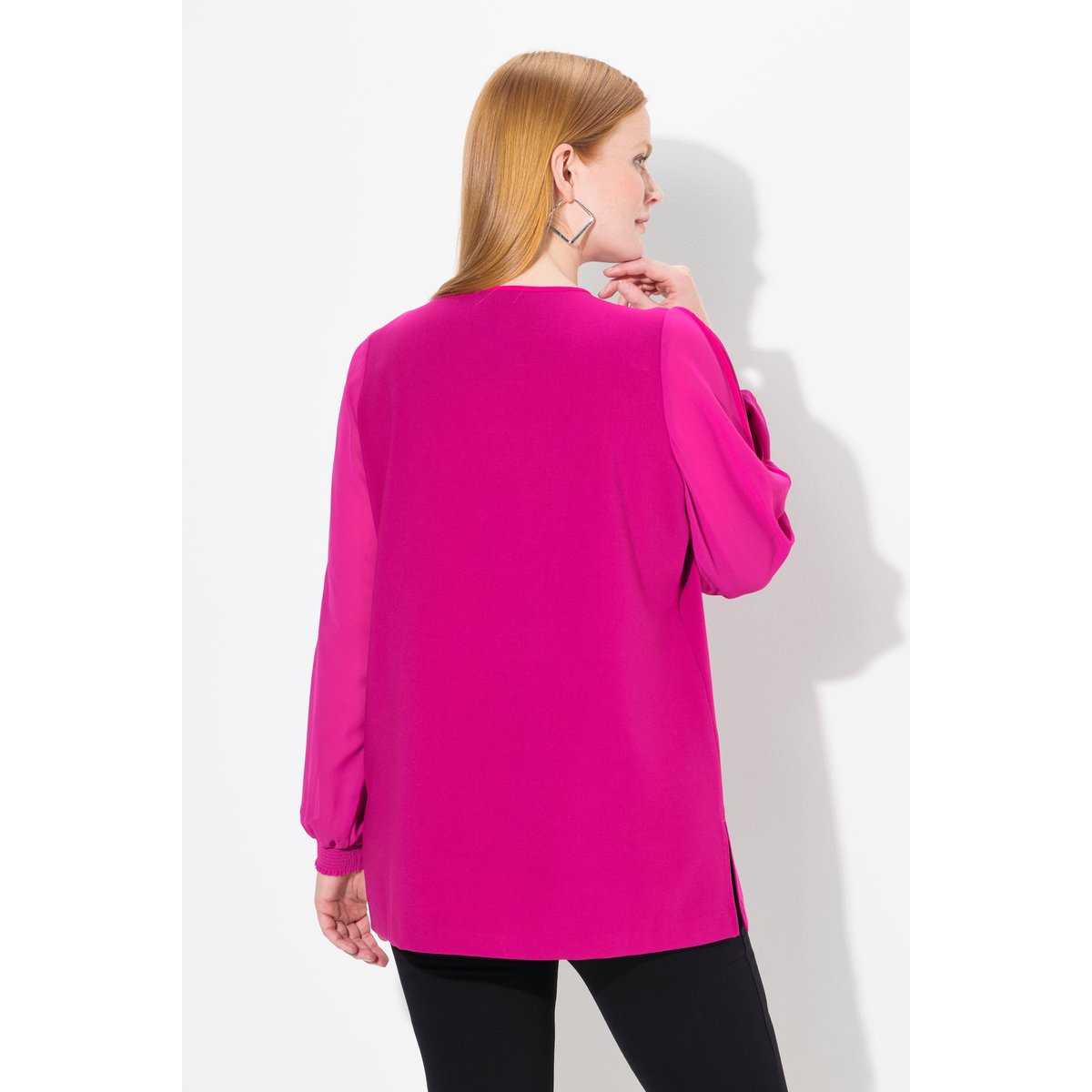 Tunique à manches longues en mousseline magenta, ULLA POPKEN