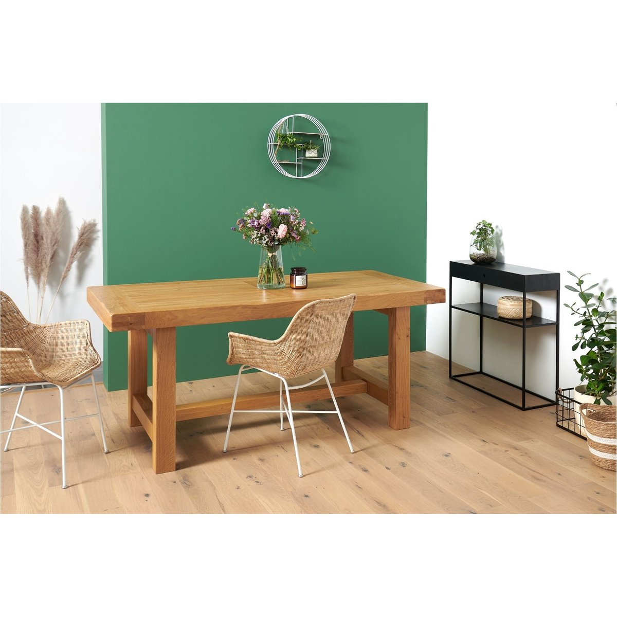 Table de ferme bois chêne massif L220 - LA BRESSE chêne clair, HELLIN, DEPUIS 1862