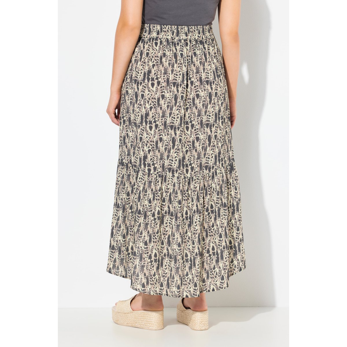 Jupe maxi imprimée. Coutures fantaisie menthe clair, ULLA POPKEN