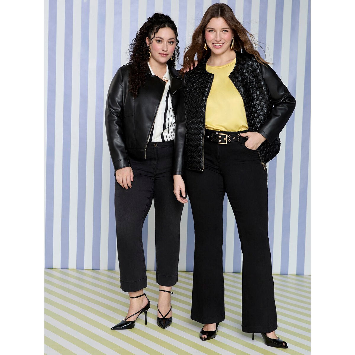 Veste biker avec tressage noir, FIORELLA RUBINO