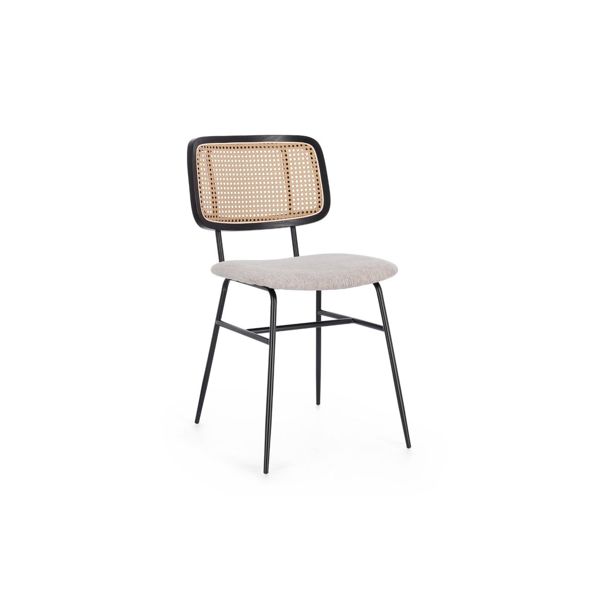 Chaises de salle à manger en cannage et tissu (lot de 2) - GLORIA beige, HELLIN, DEPUIS 1862