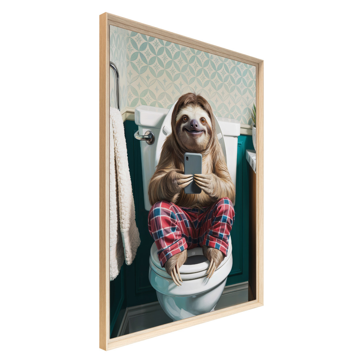 Tableau Mural Encadré Paresseux Aux Toilettes ANIMAUX HUMANISÉS tableaux encadrés, CEANOTHE