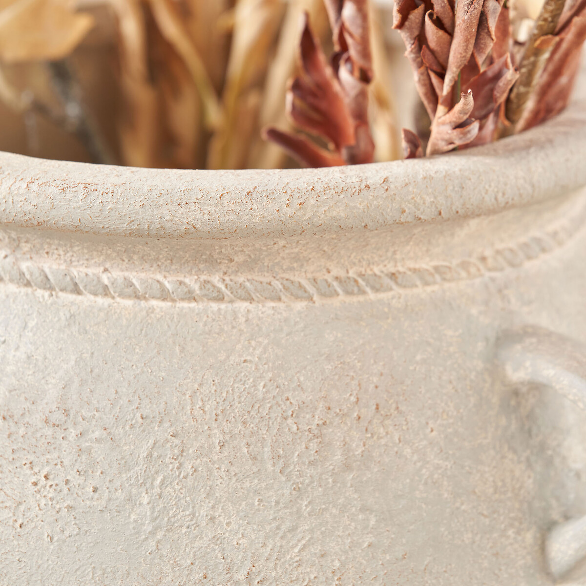 46cm Grey Wash Fibrestone Decorative Vase with Handles grey, ÉDITÉ