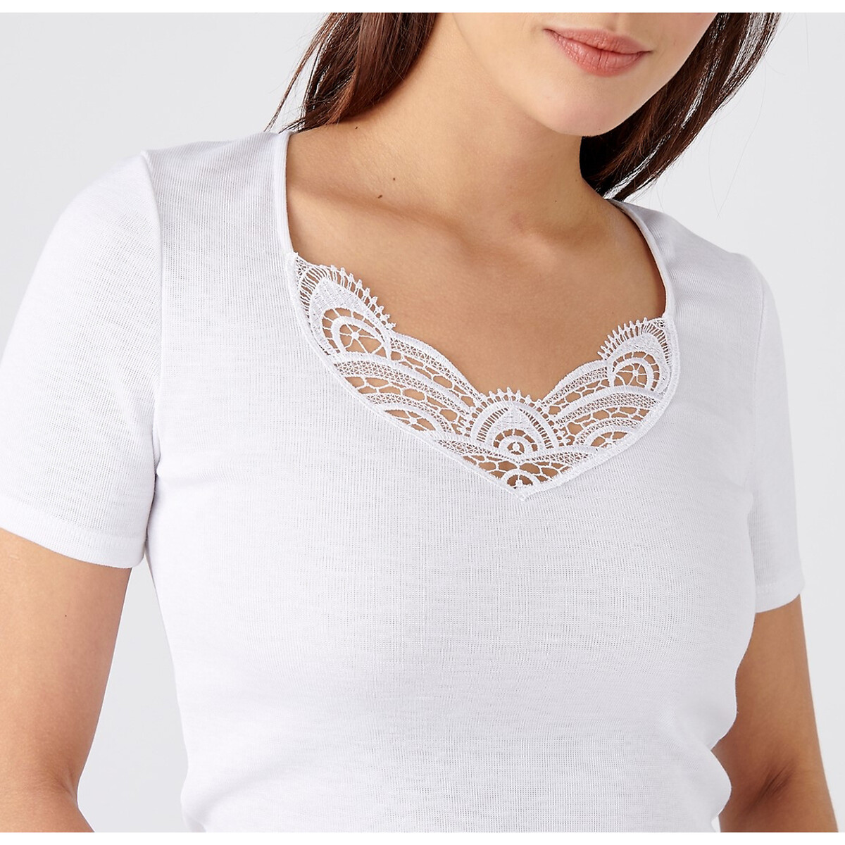 Geripptes Shirt Thermolactyl, Wärmestufe 3 weiss, DAMART