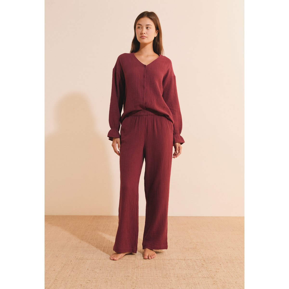 Pantalon de pyjama à motifs en coton CLEA grenadine, ETAM