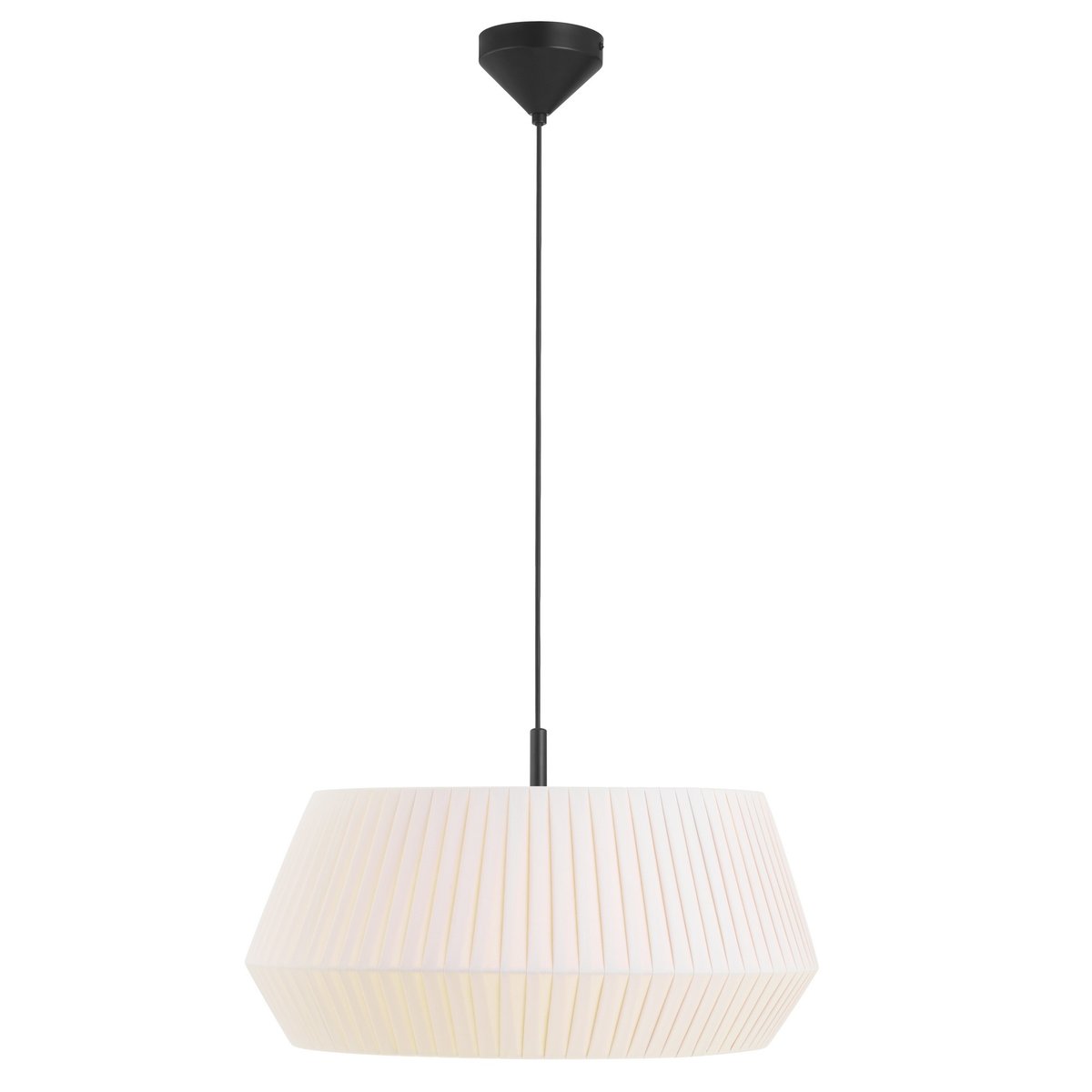 Suspension abat-jour en coton plissé en textile, DICTE 53 blanc, NORDLUX