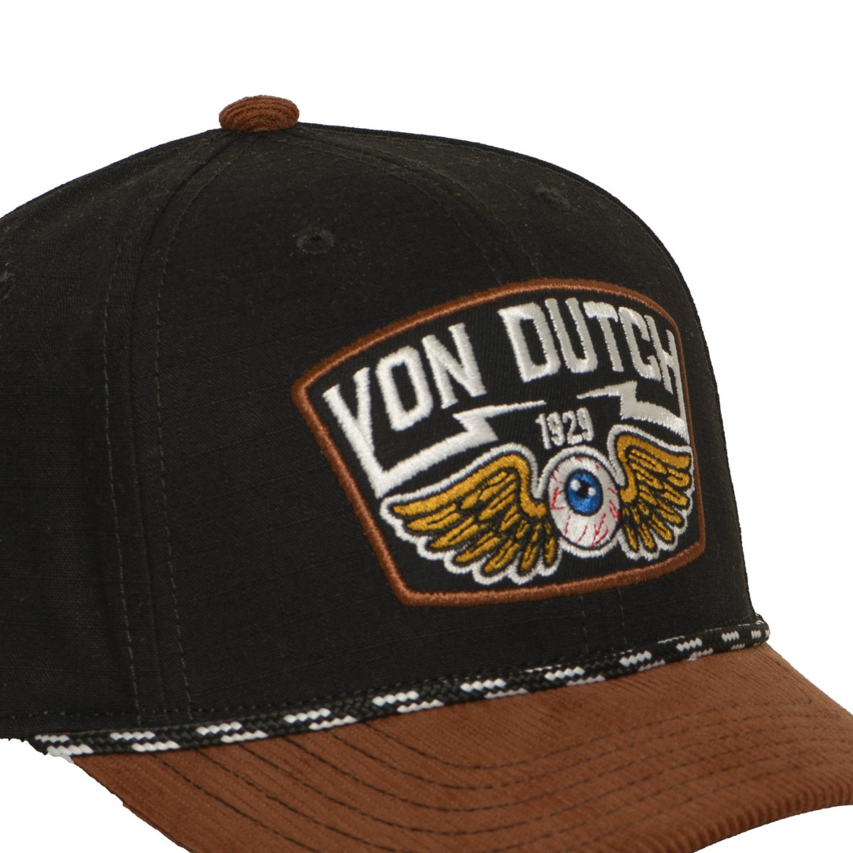 Casquette baseball S-CURVED noir/marron/blanc, VON DUTCH