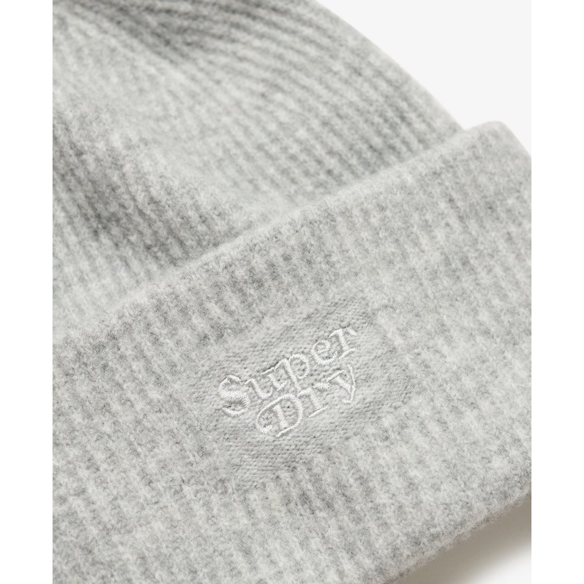 Bonnet en Maille Côtelée Doux gris chiné craie, SUPERDRY