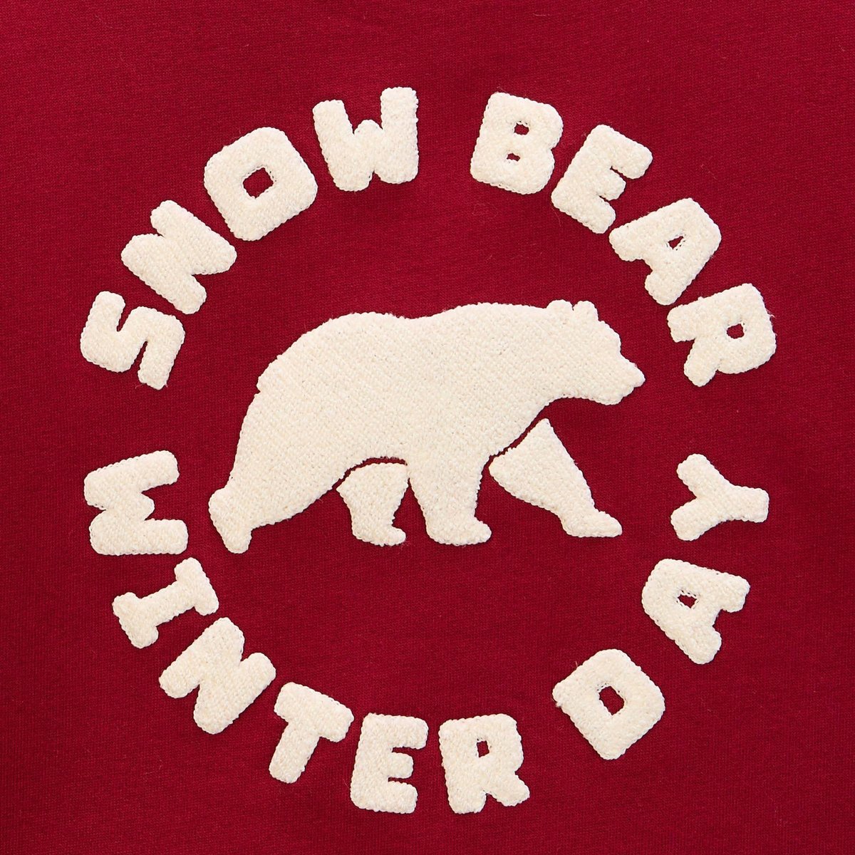 Sweat col rond doublé sherpa avec broderie en coton bordeaux, MONOPRIX