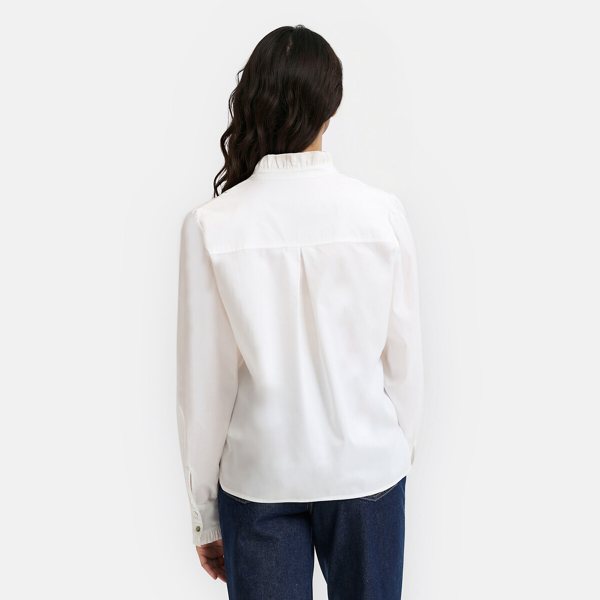 Blouse col victorien manches longues avec plastron ecru, LA REDOUTE COLLECTIONS