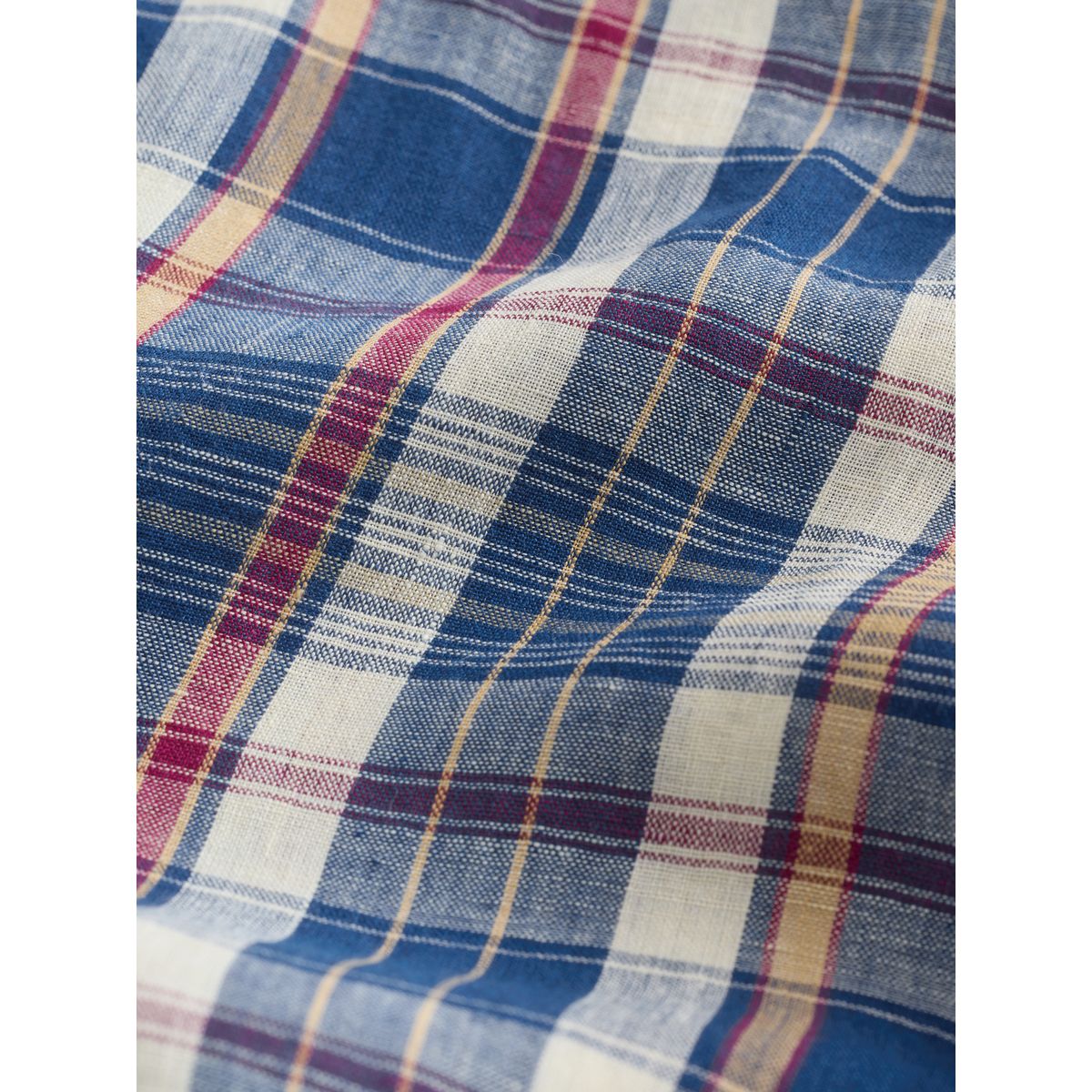 Chemise manches longues lin à carreaux rouge, NEXT