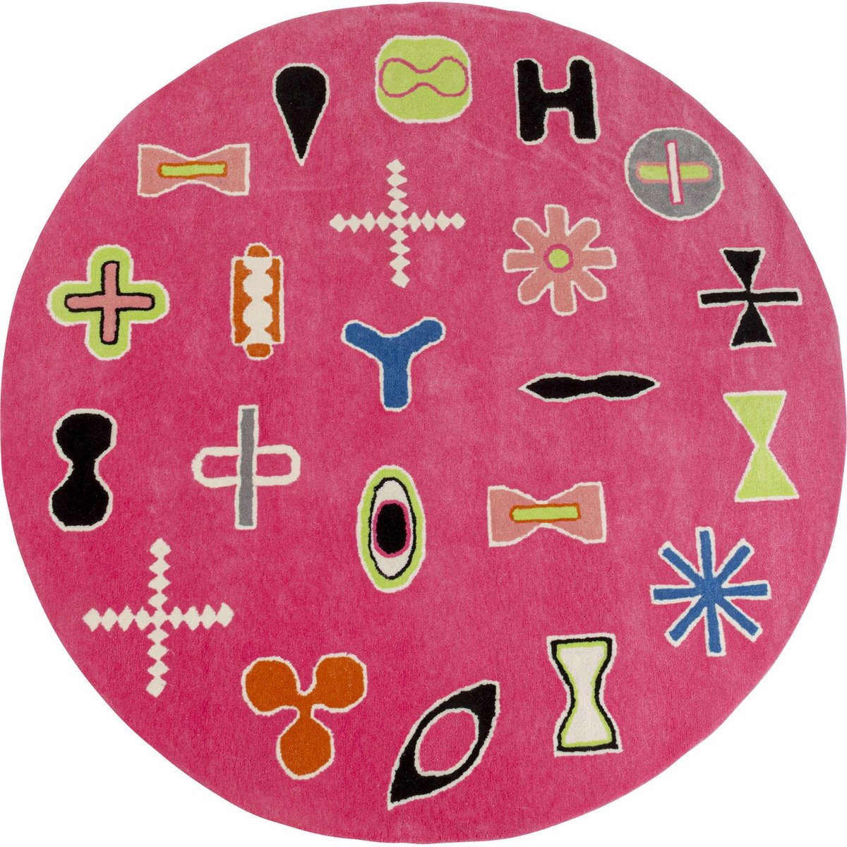 Tapis rond à motifs abstraits, GLYPH rose, KARE DESIGN