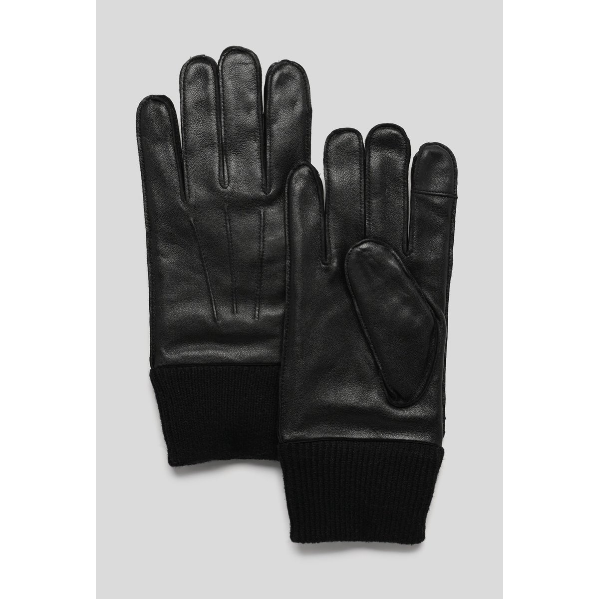 Gants en cuir noir, MONOPRIX