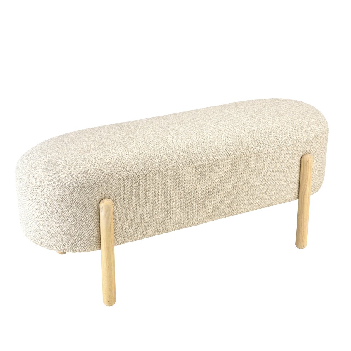 Banc en tissu effet laine beige et pieds bois COLOMBUS beige, PIER IMPORT