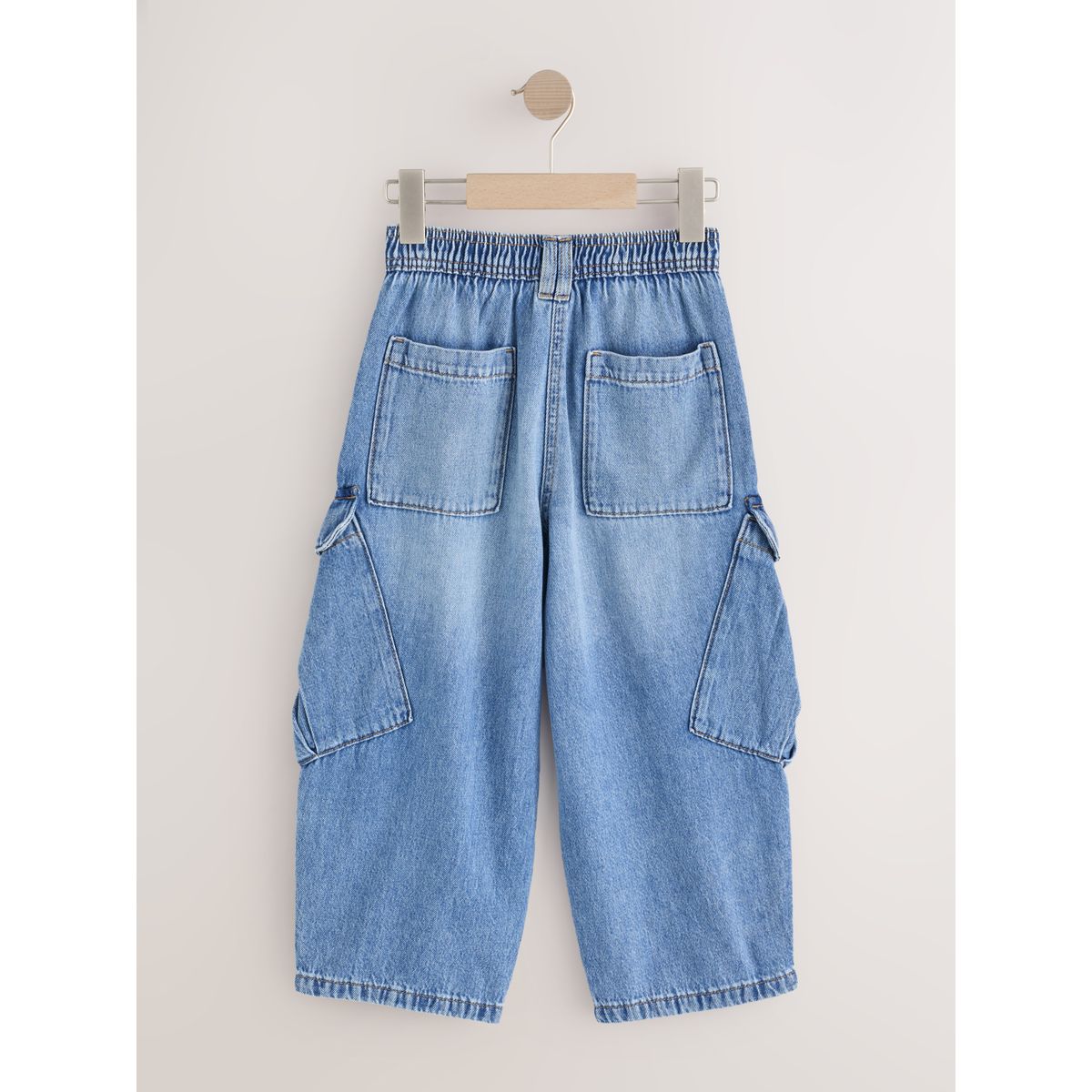 Jean ample cargo jean bleu moyen, NEXT