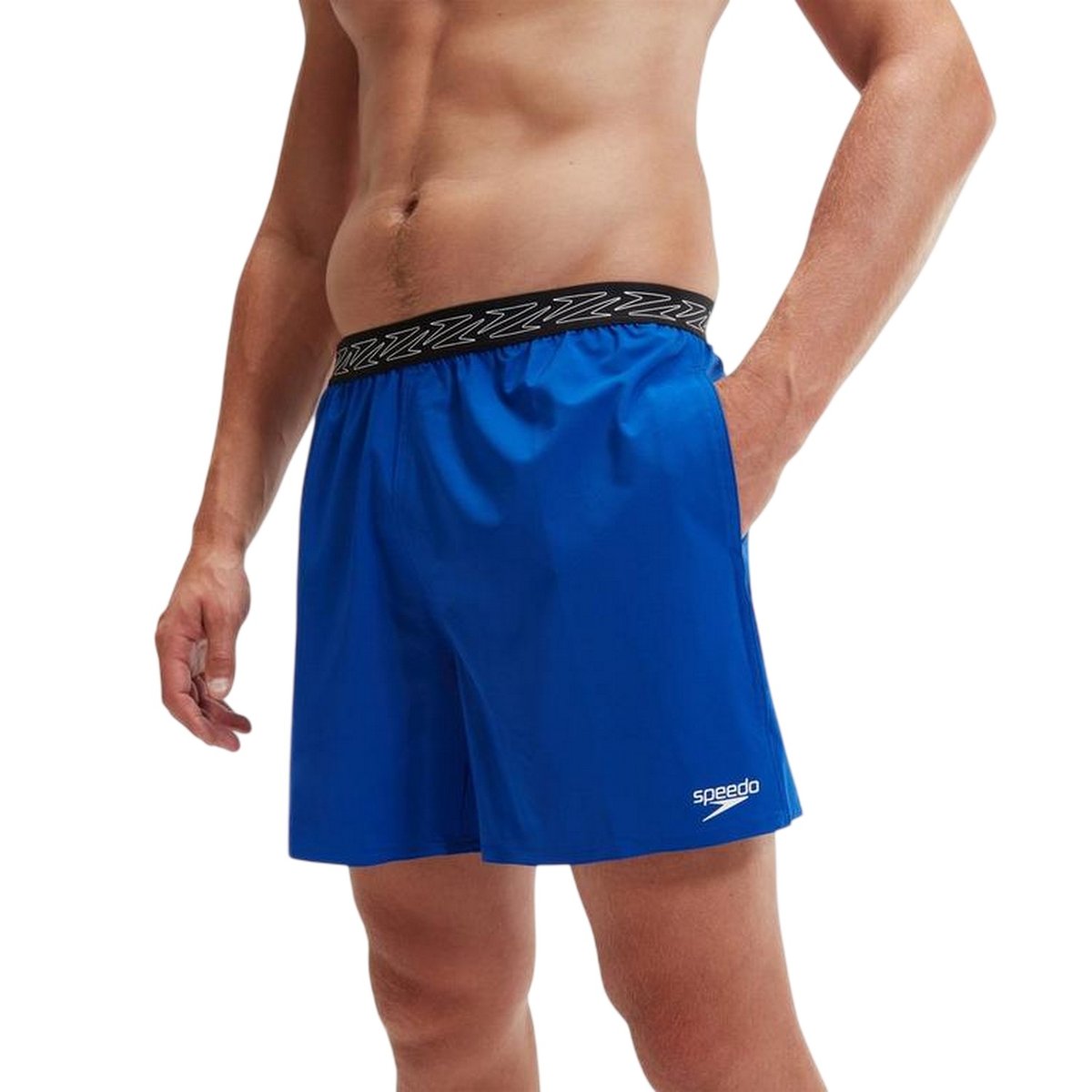 Short de bain à taille élastiquée motif/style uni et logo HYPER BOOM bleu, SPEEDO