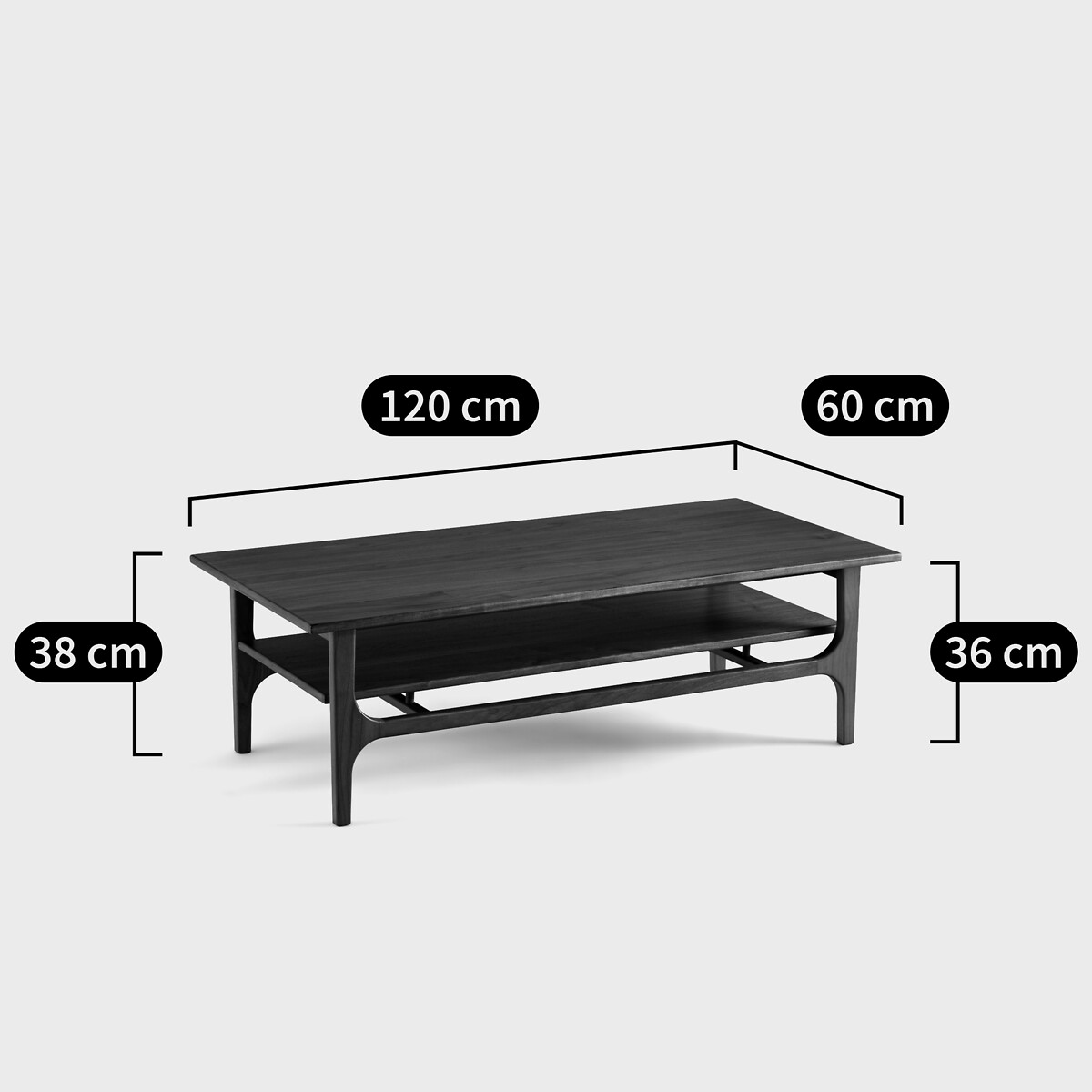 Table basse noyer et plaqué noyer, Larsen noyer, LA REDOUTE INTERIEURS