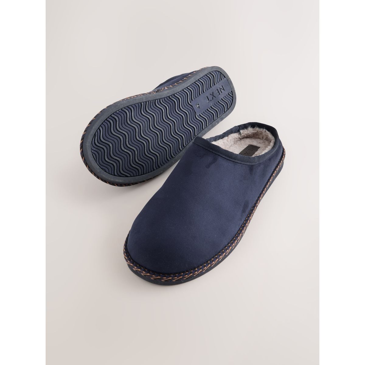 Chaussons mules à bande bleu marine, NEXT